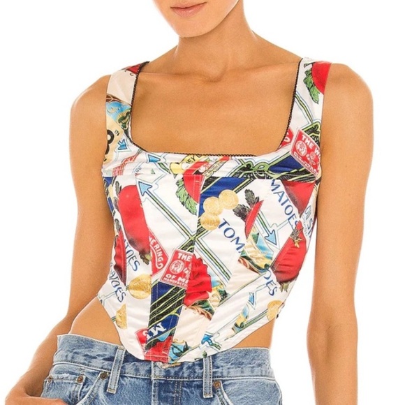 Miaou Campbell Satin Corset Top in Figaro Print Medium - Picture 4 of 14